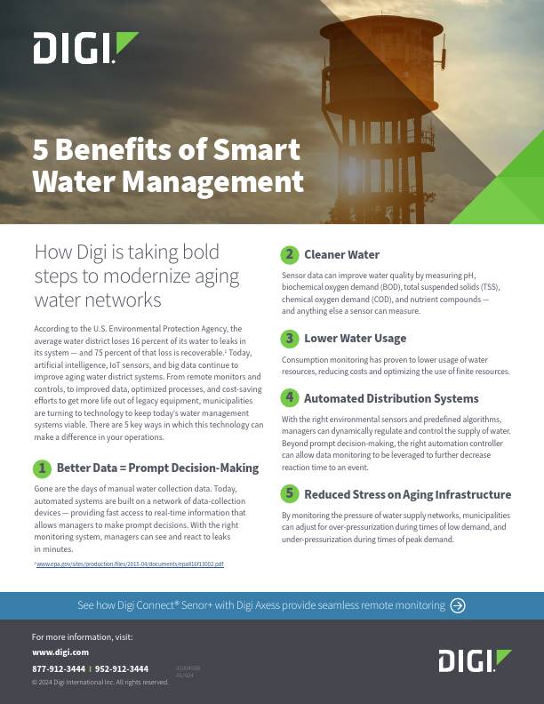 5 Benefits of Smart Water Management cover page