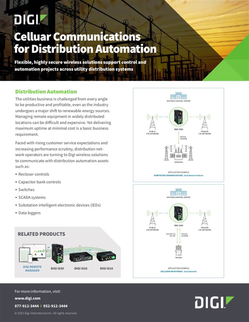 Cellular Communications for Distribution Automation