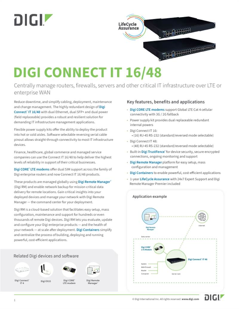 Digi Connect IT 16/48 数据表