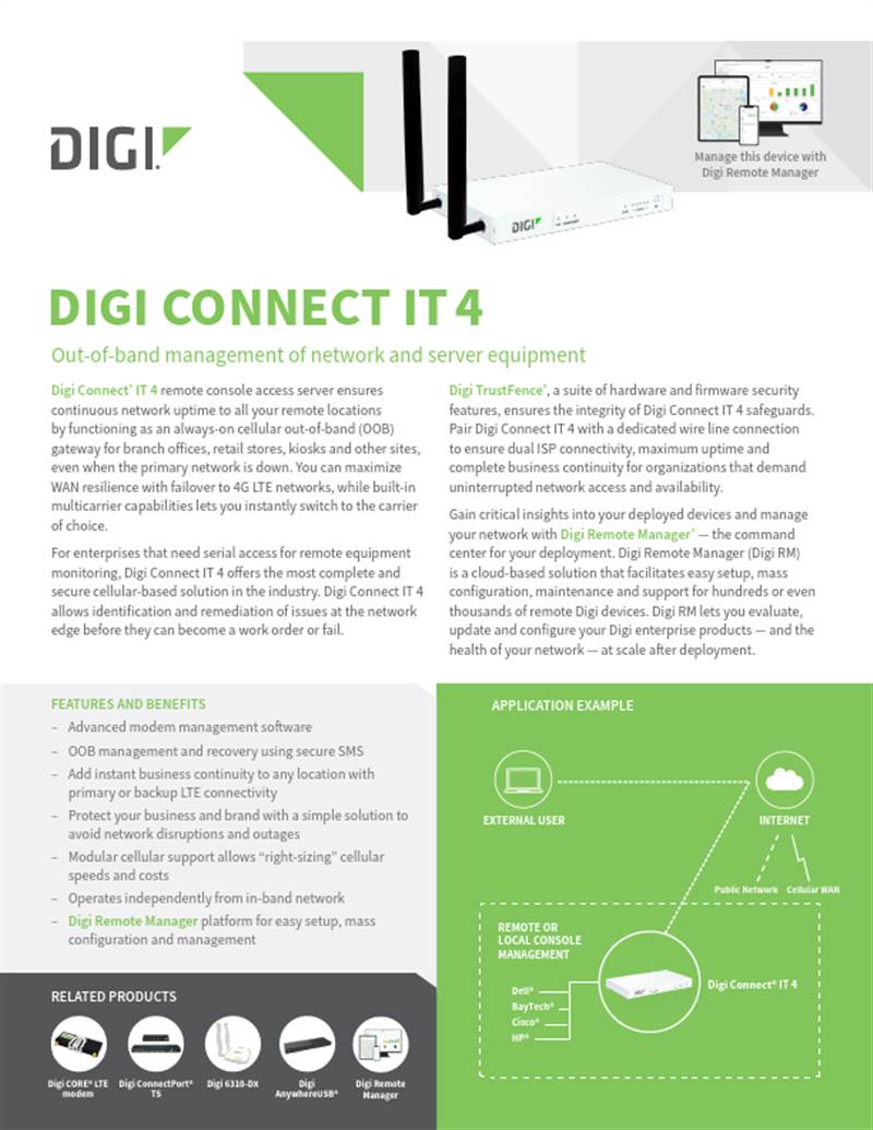 Ficha técnica de Digi Connect IT 4