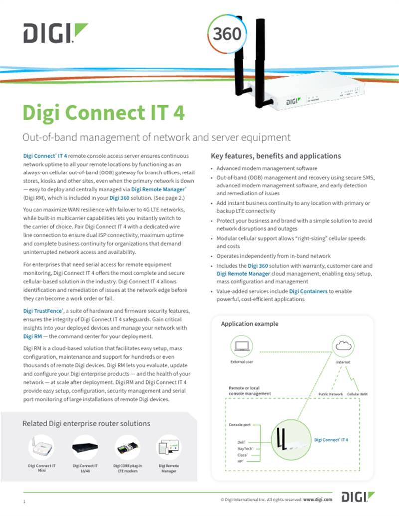 Fiche technique Digi Connect IT 4