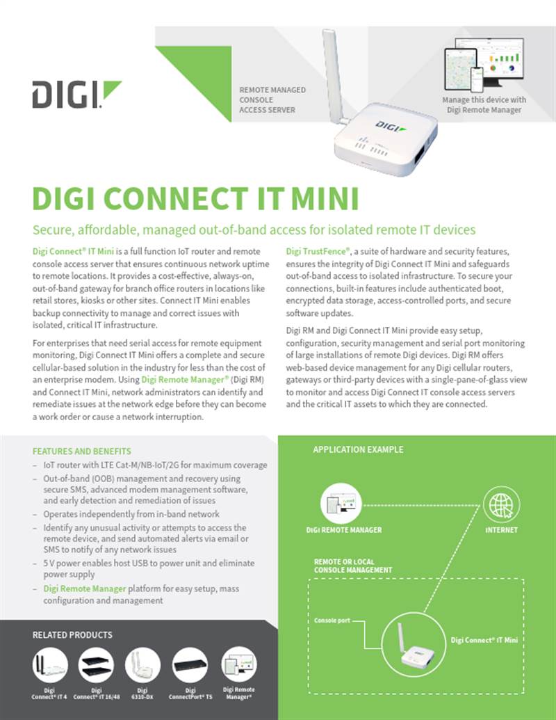 Digi Connect IT Mini 数据表