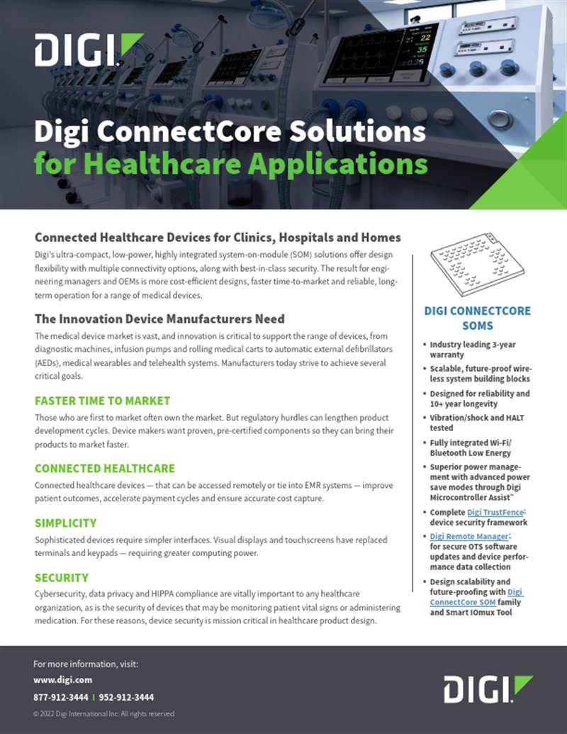 Digi ConnectCore para aplicaciones sanitarias