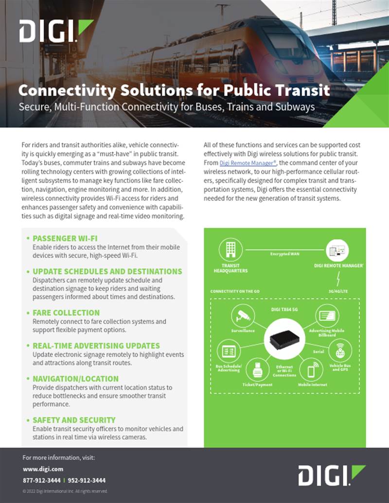 Solutions de connectivité pour le transport public