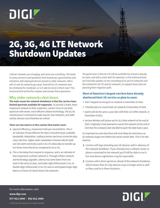 Page de couverture des mises à jour de l'arrêt des réseaux 2G, 3G, 4G LTE