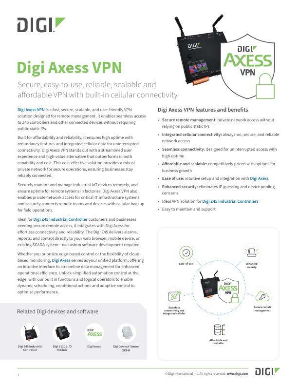 Digi Axess VPN cover page