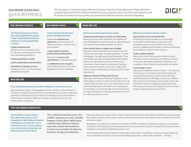 Digi Brand Quick Reference Guide