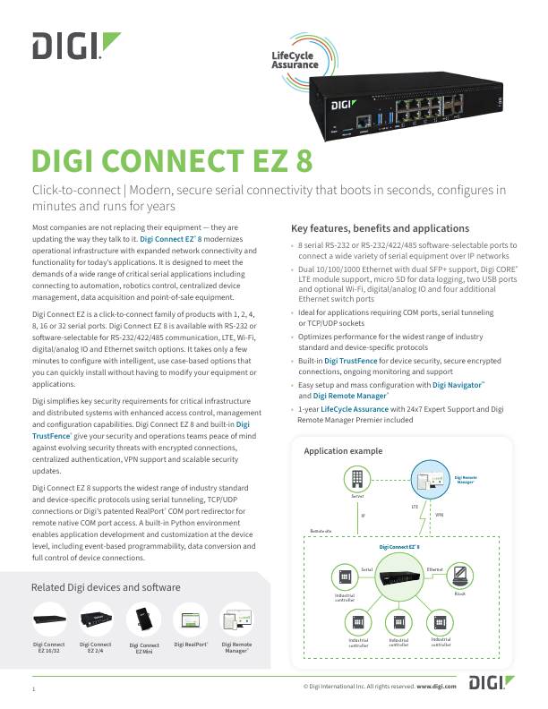 Digi Connect EZ 8 数据表