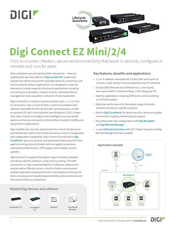 Digi Connect EZ Mini/2/4 数据表