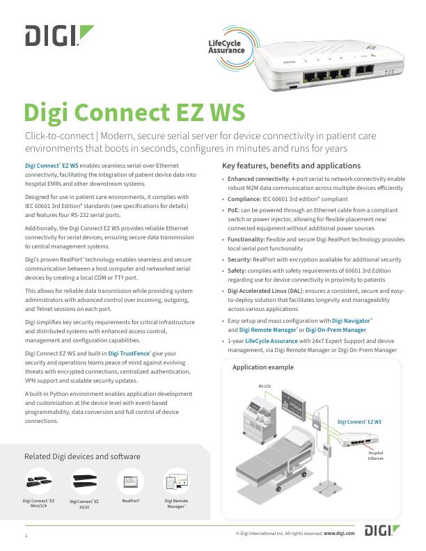 Digi Connect EZ WS Datasheet portada