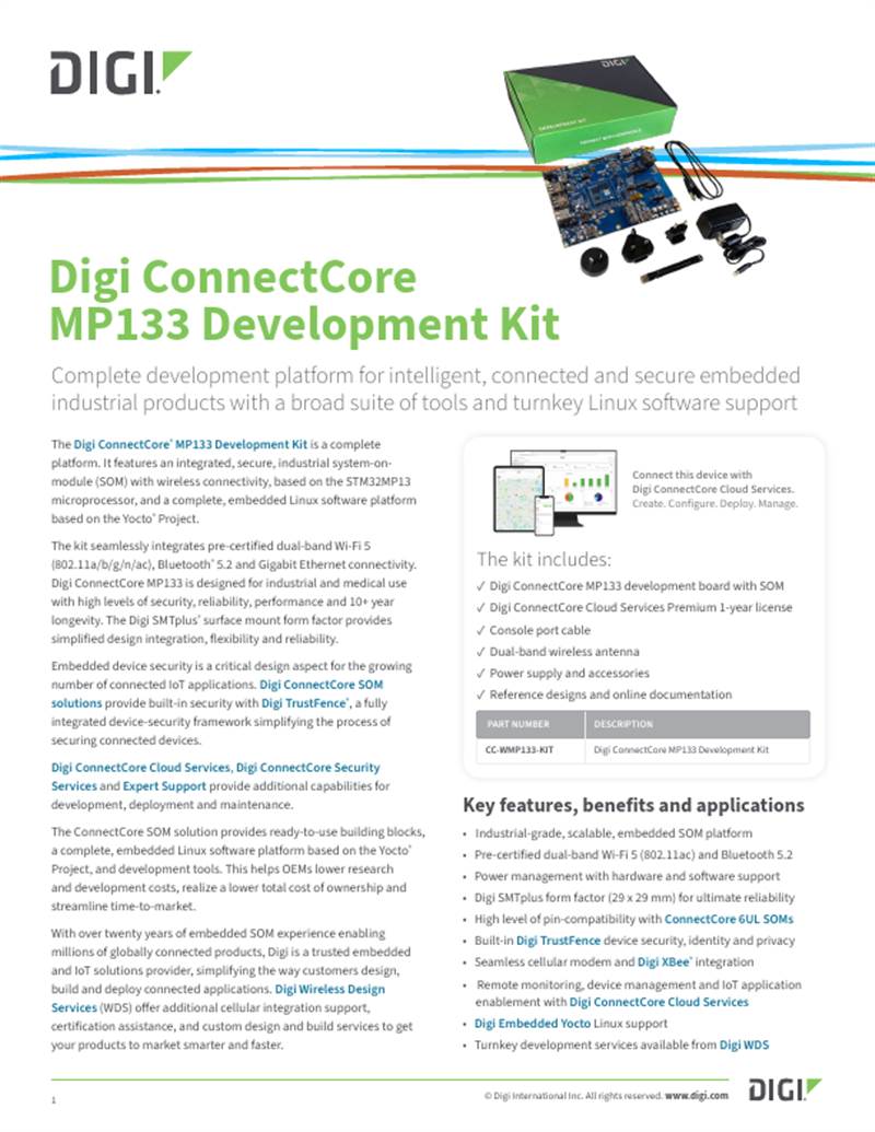 Digi ConnectCore Kit de desarrollo MP133