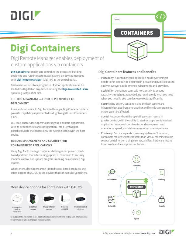 Digi Containers Ficha de datos