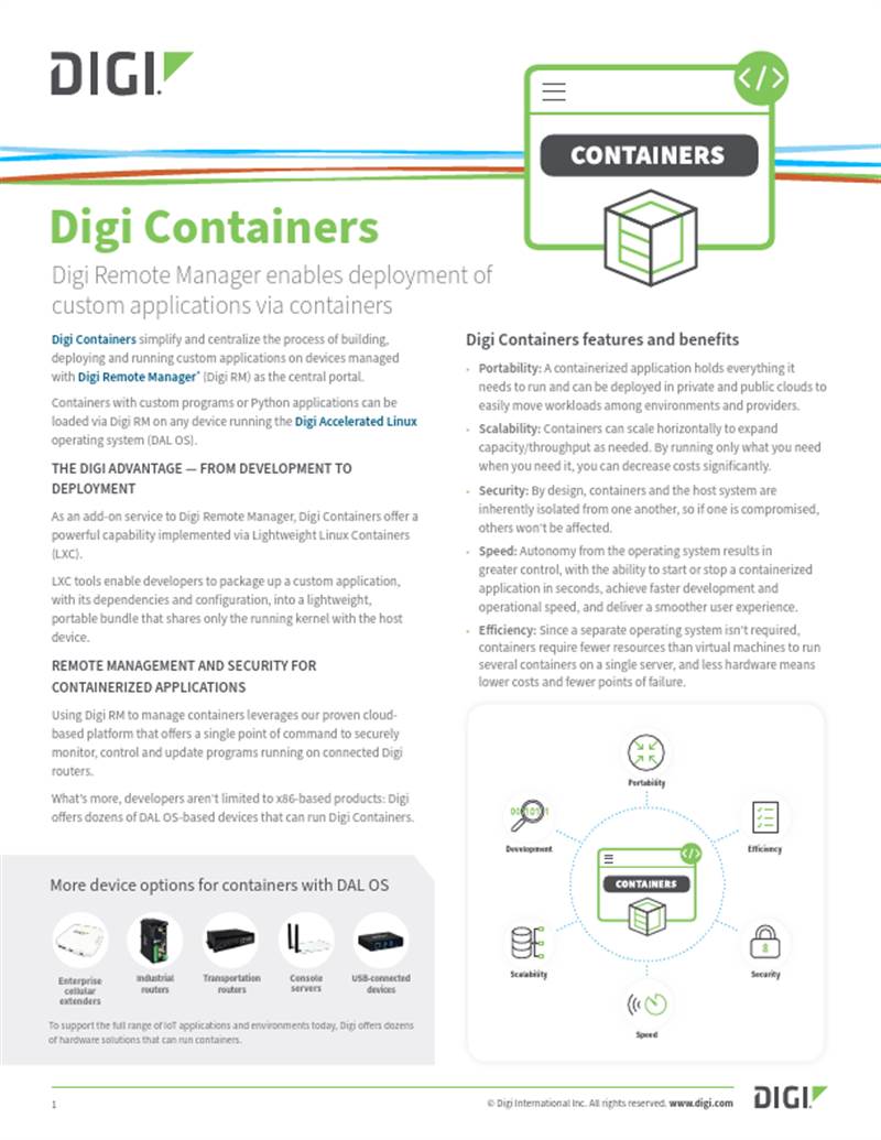 Digi Containers Ficha de datos