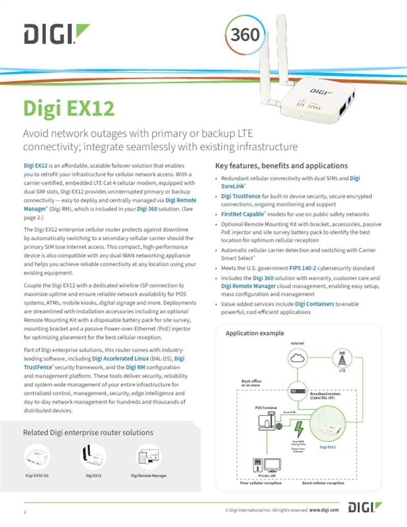 Digi EX12 Datenblatt