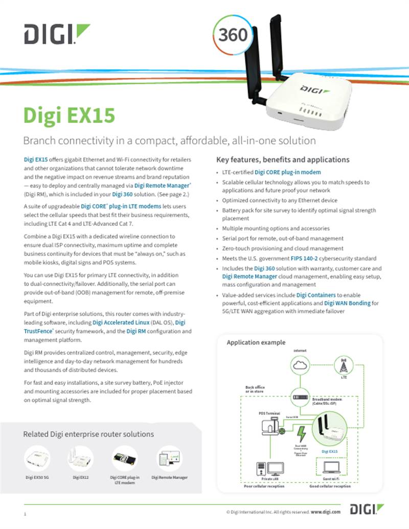 Digi EX15 Datenblatt