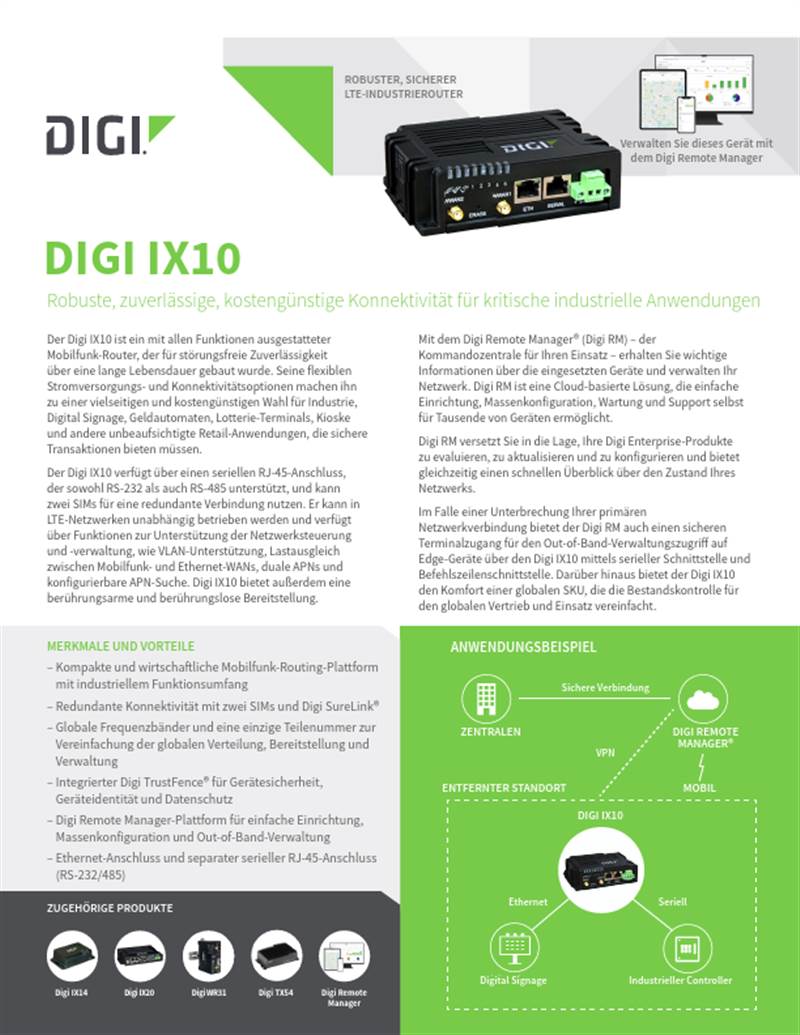 Digi IX10 Datenblatt (Deutsch)