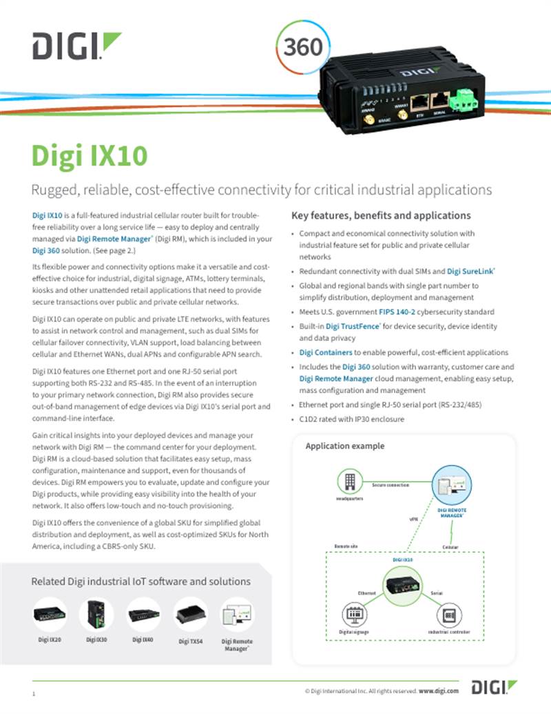 Digi IX10 数据表