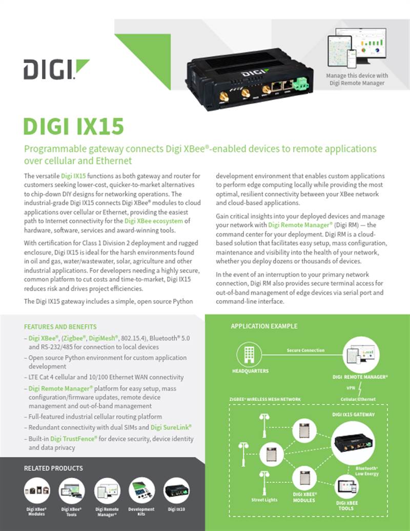 Digi IX15 Datenblatt