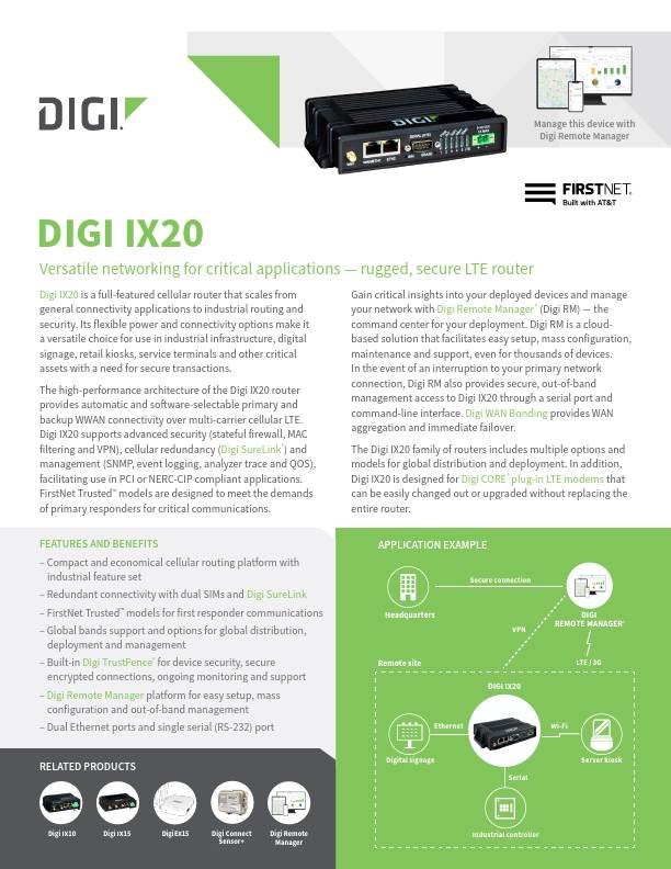 Digi IX20 Datenblatt Deckblatt