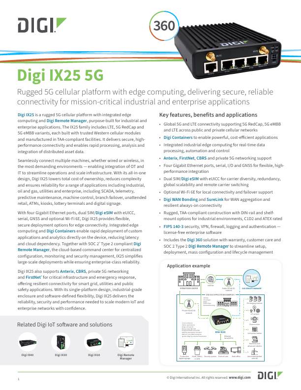 Page de garde de la fiche technique du Digi IX25 avec le Digi 360