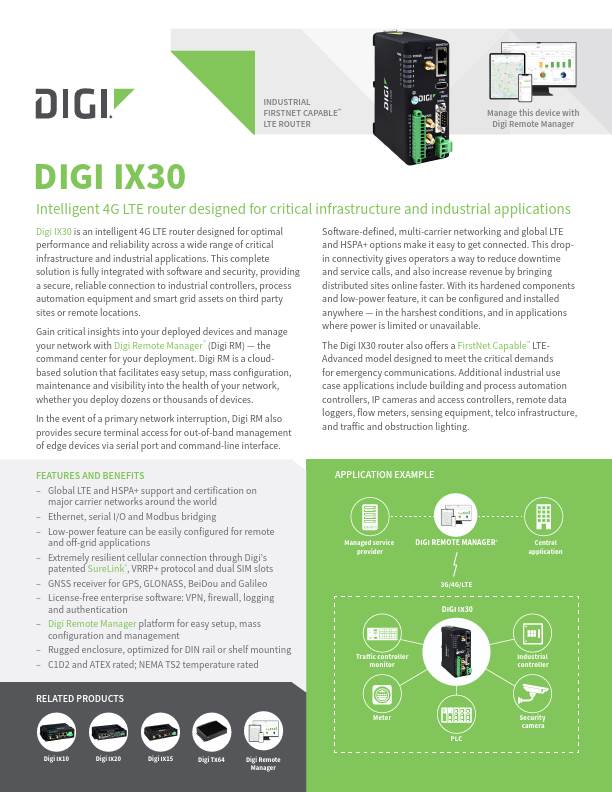 Page de couverture de la fiche technique Digi IX30
