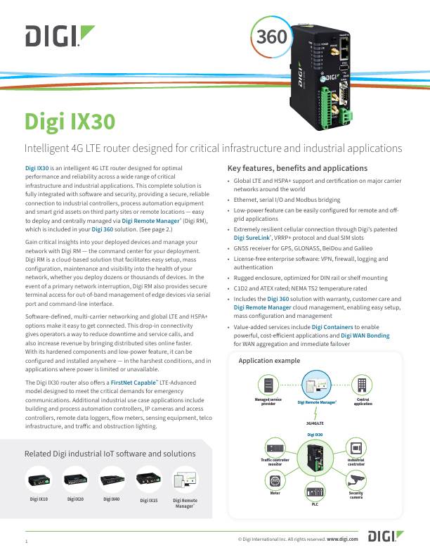 Digi IX30 数据表封面页