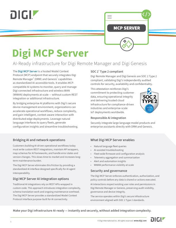 Digi MCP Server Datasheet cover page