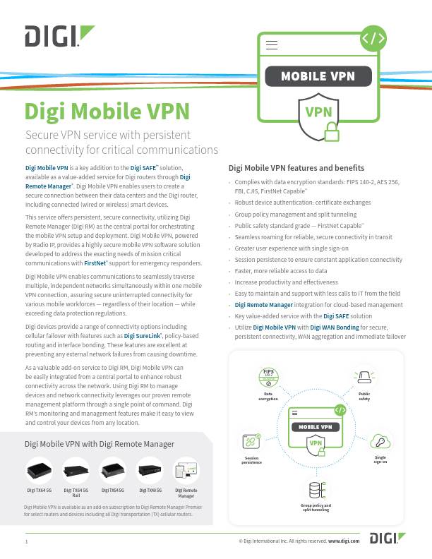 Hoja de datos de Digi Mobile VPN