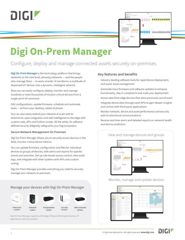 Digi On-Prem Manager Datasheet cover page