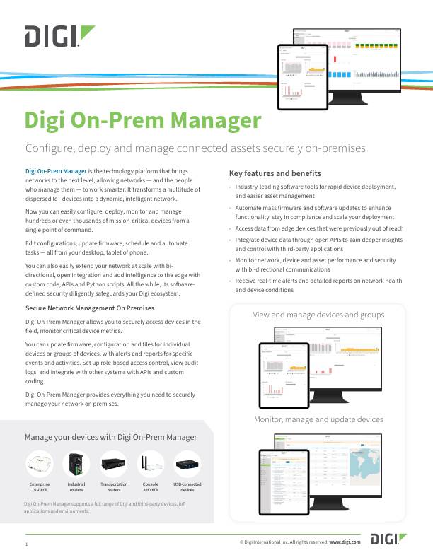 Digi On-Prem Manager Datenblatt Deckblatt