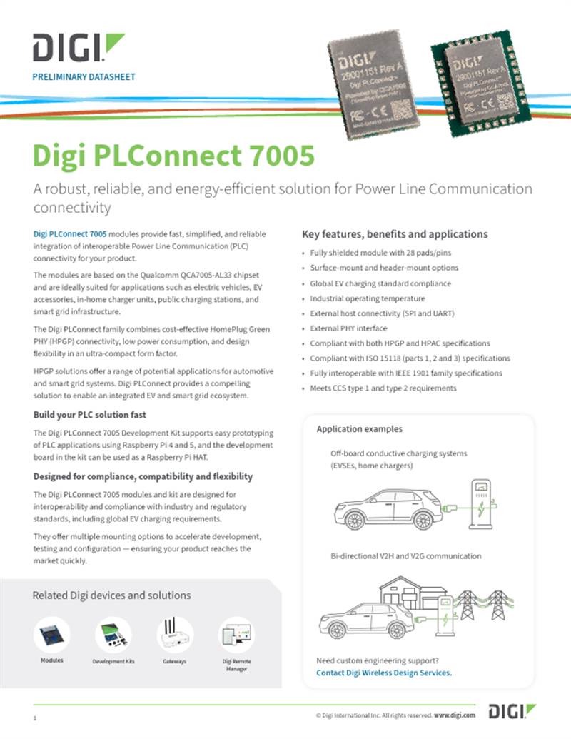 Ficha técnica de Digi PLConnect 7005