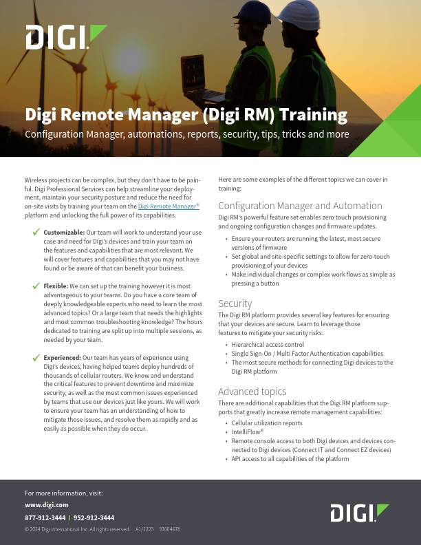 Digi Remote Manager (Digi RM) Training cover page