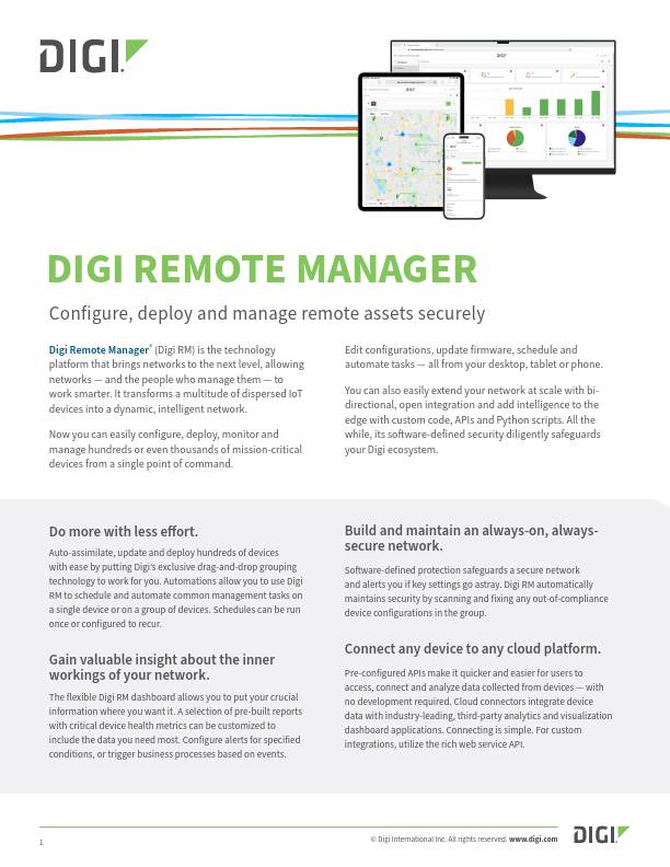 Digi Remote Manager Datasheet cover page