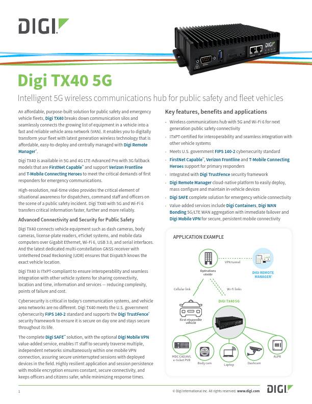 Ficha técnica de Digi TX40