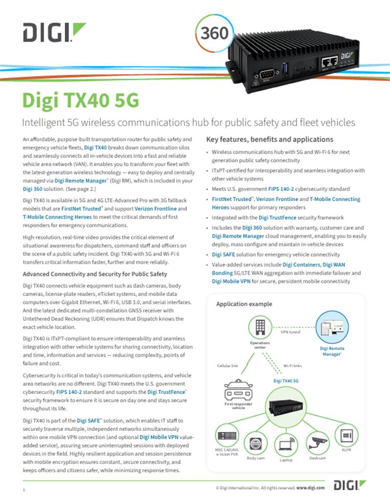 Digi TX40 Datenblatt