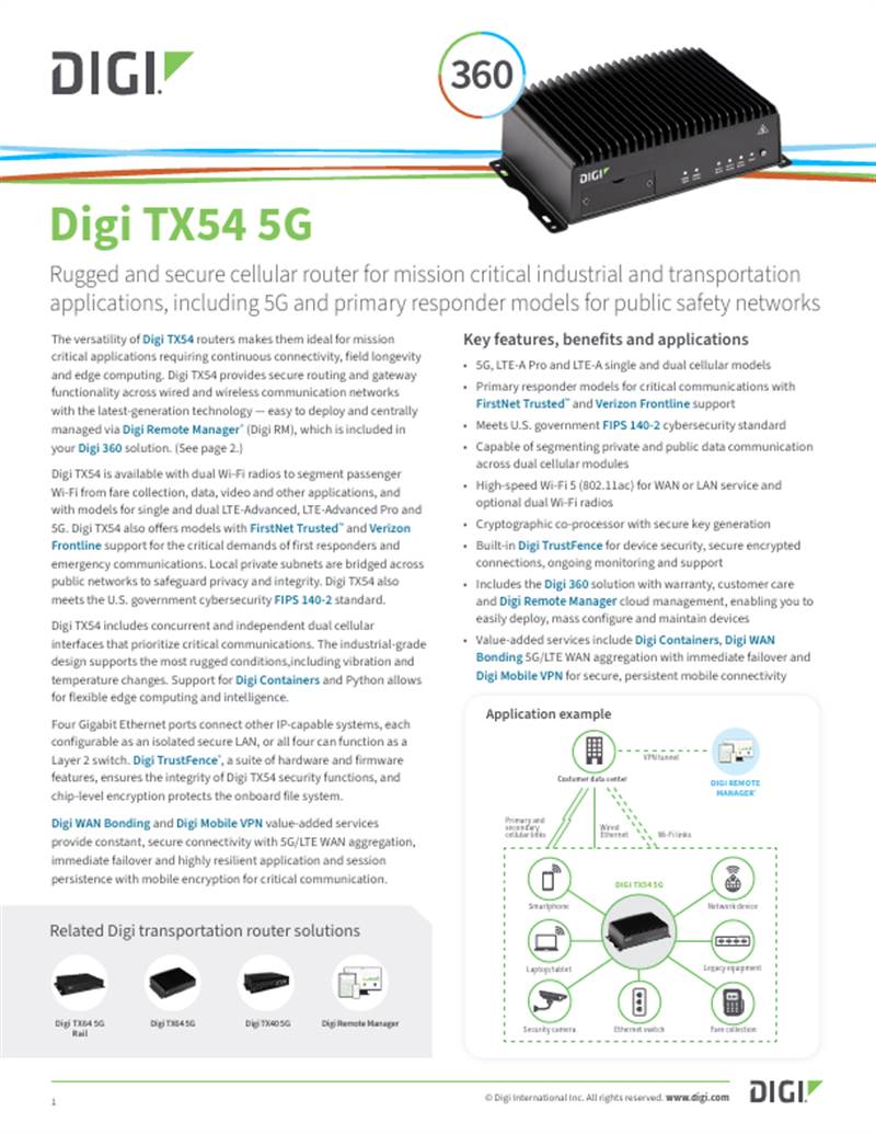 Digi TX54 数据表