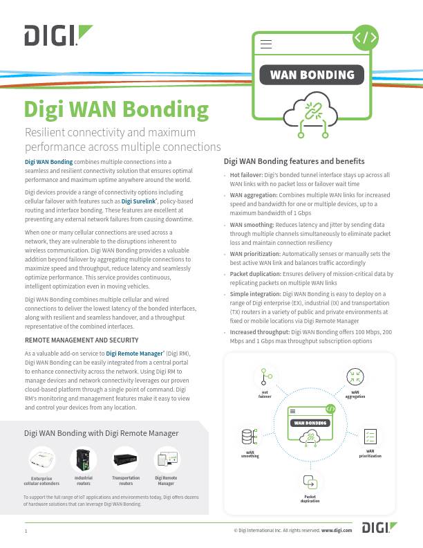 Digi WAN Bonding Datasheet cover page