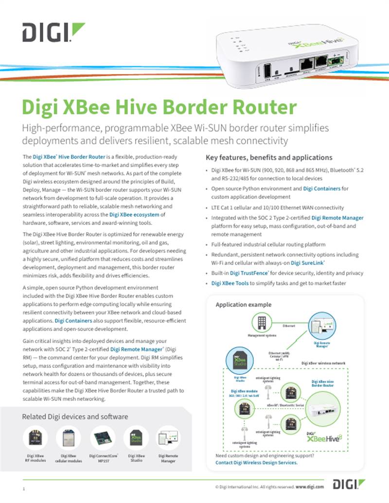 Datenblatt zum Digi XBee Border Router
