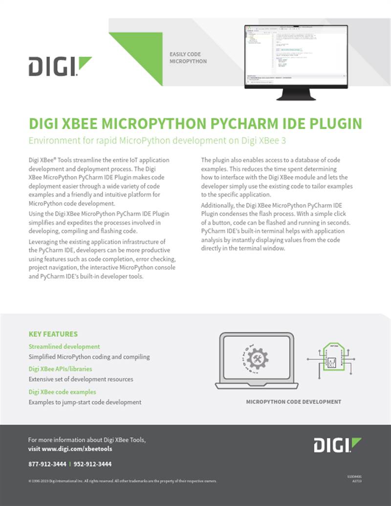 Digi XBee MicroPython PyCharm IDE Plugin Datasheet