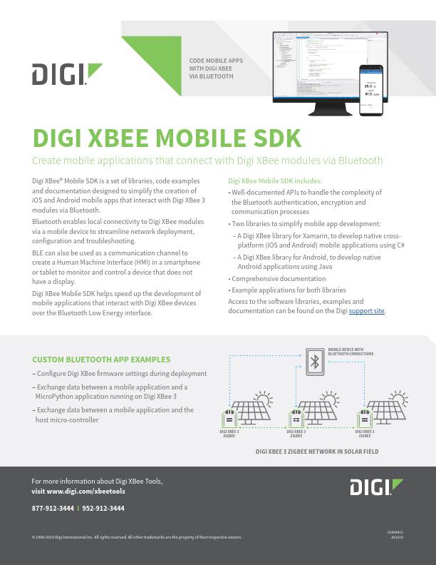 Digi XBee Portada de la hoja de datos del SDK para móviles