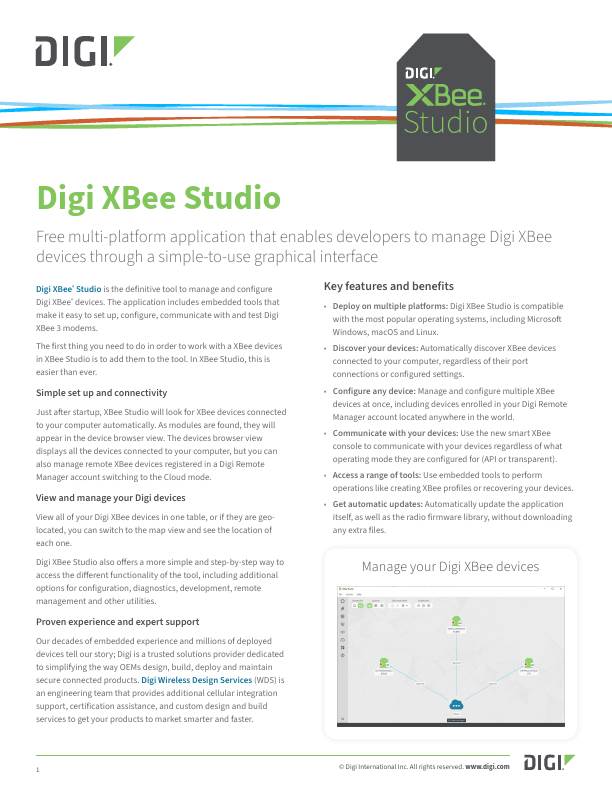 Digi XBee Studio Datasheet cover page