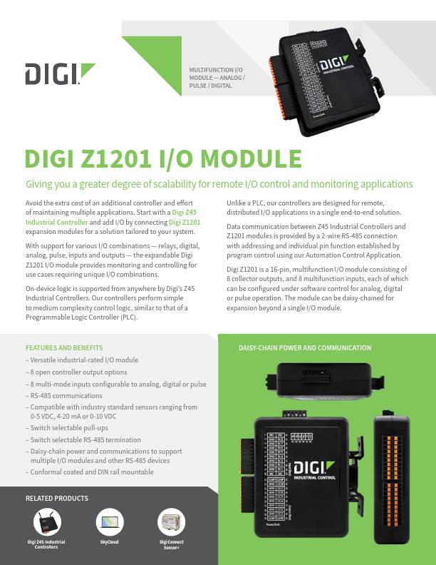 Fiche technique du module E/S Digi Z1201