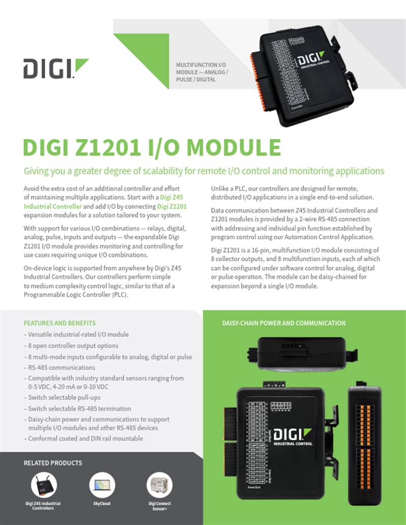 Digi Z1201 I/O Module Datasheet