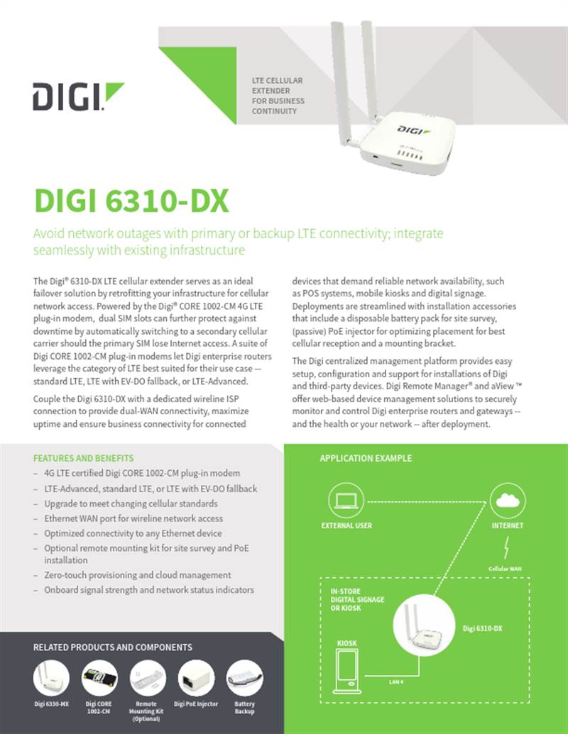 Ficha técnica de Digi 6310-DX