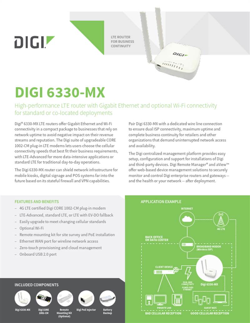 Digi 6330-MX LTE Router | Digi International Digi 6330-MX LTE Router | Digi International