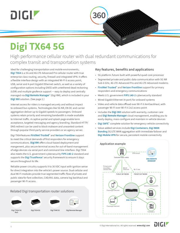 Digi TX64 5G Datasheet