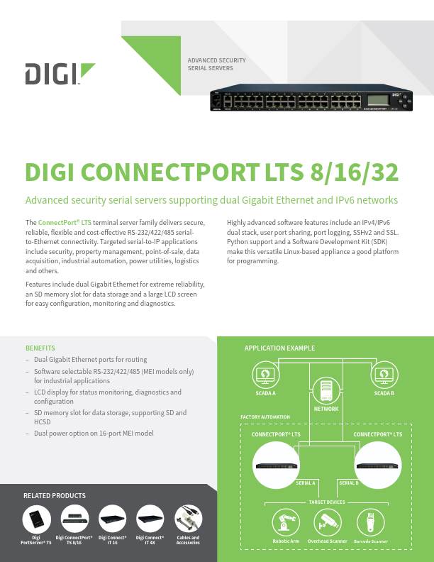 Portada de la hoja de datos de ConnectPort LTS 8/16/32