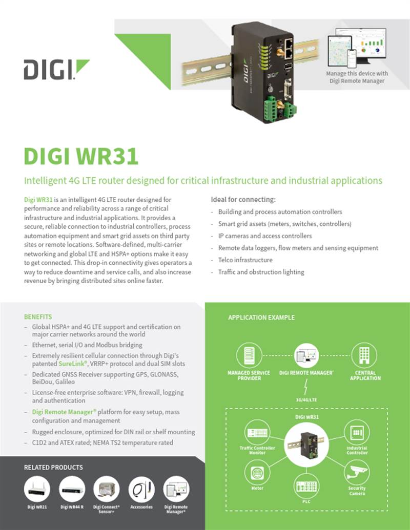 Fiche technique Digi TransPort WR31