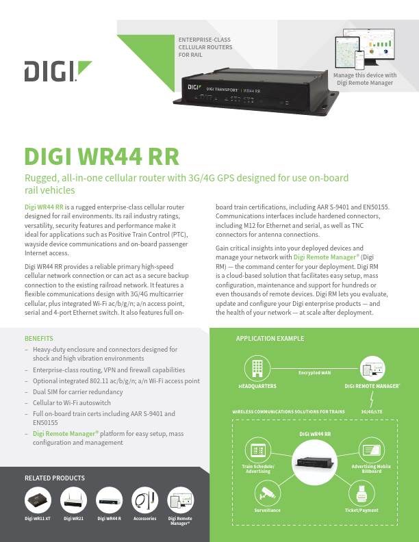 Digi Transport WR44 RR Datenblatt Deckblatt