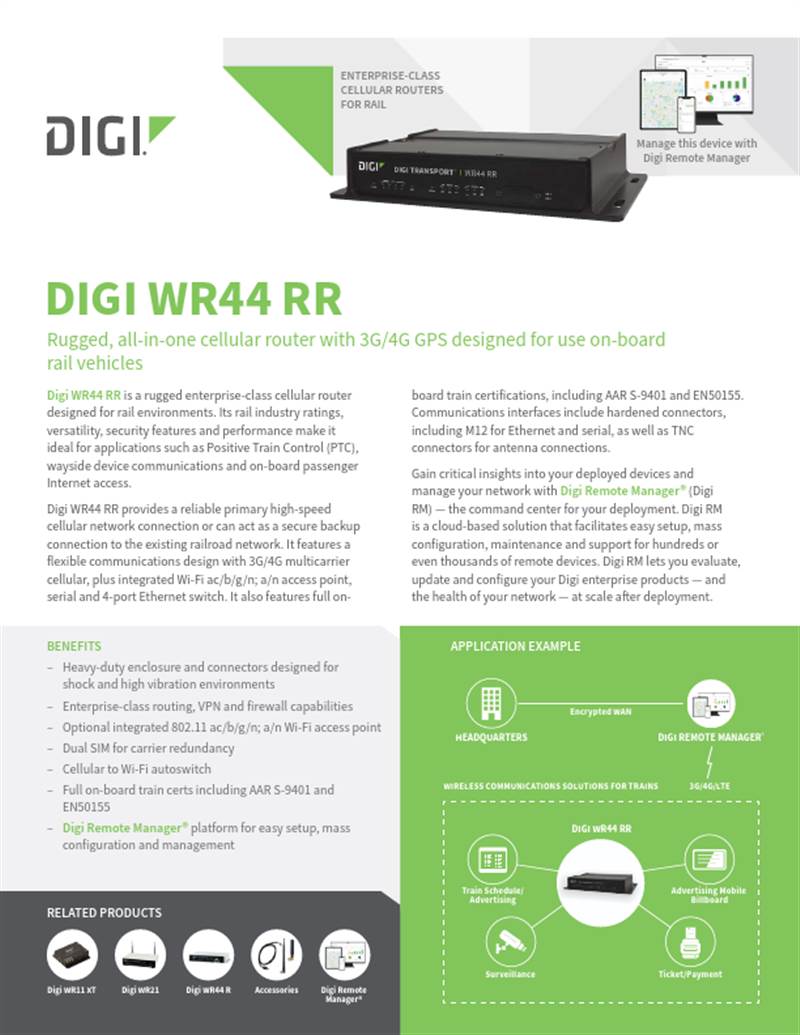 Fiche technique Digi Transport WR44 RR